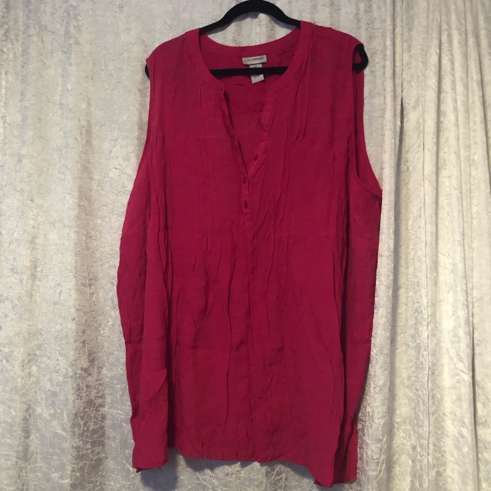 Catherine’s Sleeveless Tunic, Berry Pink, Plus Size 5X